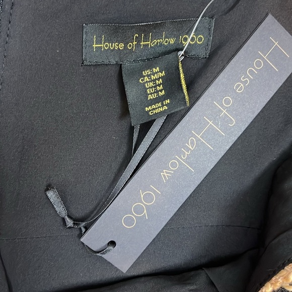 House of Harlow 1960 Tweed Crop Top & Skirt Houndstooth Set Tan/Black Size M NEW - Picture 12 of 16